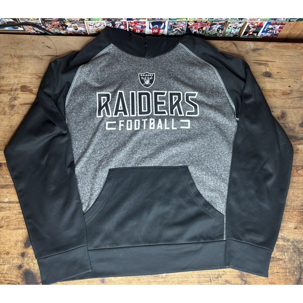 Las Vegas Raiders Football Men’s Fanatics Hoodie Lrg Gray Black NFL Sweatshirt